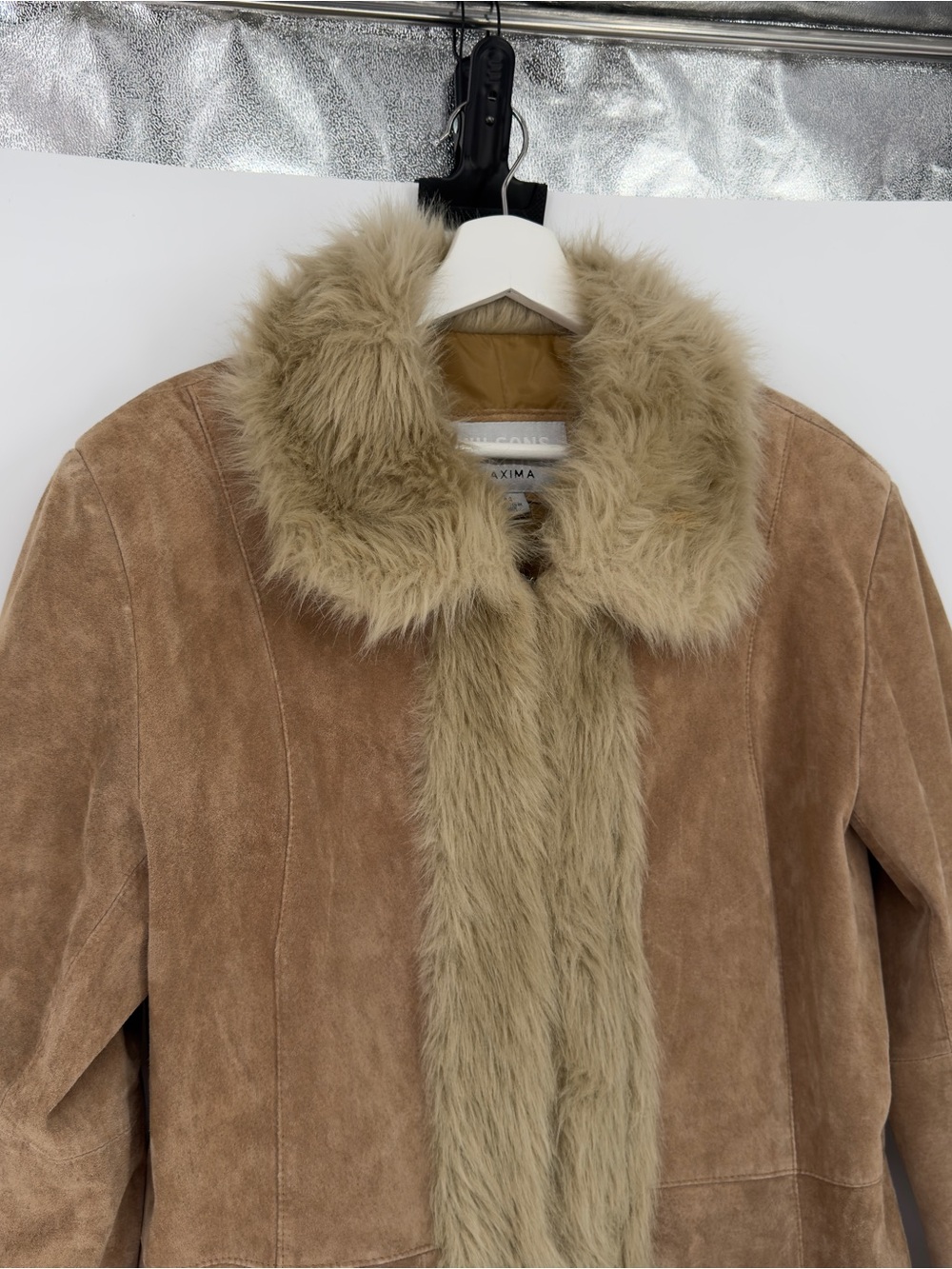 Wilson’s Maxima Vintage Y2K Penny Lane Brown Suede Faux Fur Coat Medium - Picture 2 of 6